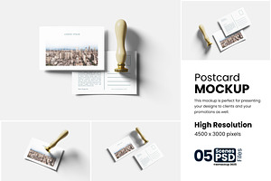 Postcard Mockup, a Product Mockup by bimockup