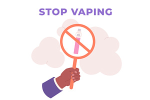 Dont vaping poster. Hand holding, an Object Illustration by LadadikArt