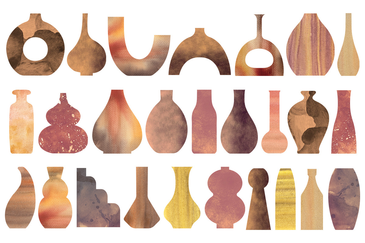 Watercolor collection ceramic vases, an Object Illustration by Whimsy Brush Studio (Photo 3 of 6)