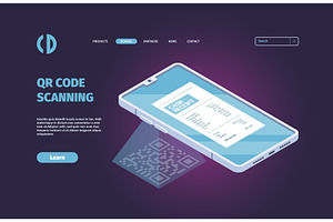 Qr code scanning landing. Smartphone, a Background Graphic by Onyx