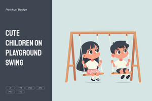 Cute Children on Playground Swing, a Person Illustration by Partikusi Design