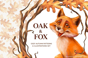 Cozy Autumn Fox & Oak Leaf