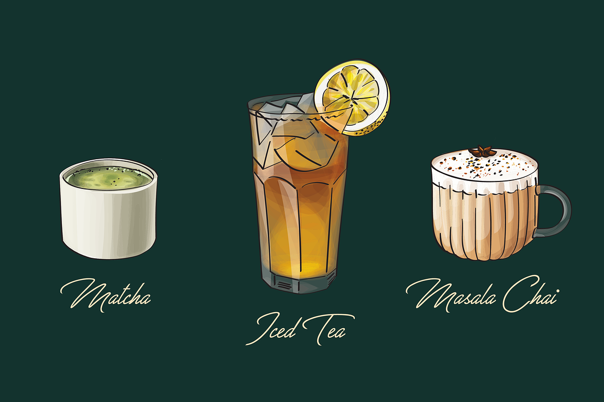 Tea Drinks set. Vector illustrations, a Food Illustration by Svitlo illustrations (Photo 5 of 6)