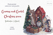Gnomes and Gerbil Christmas Scene, an Illustration by MariaOrtegaDigitals (Thumbnail 1 of 5)