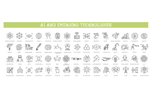 Ai and emerging future tech icon set, an Icon by Tettygreen