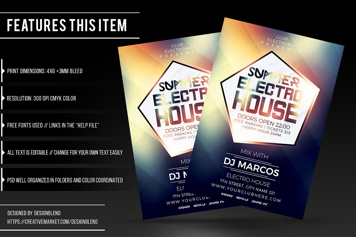 Summer Electro House Flyer Template, a Flyer Template by designblends@gmail.com (Photo 2 of 3)
