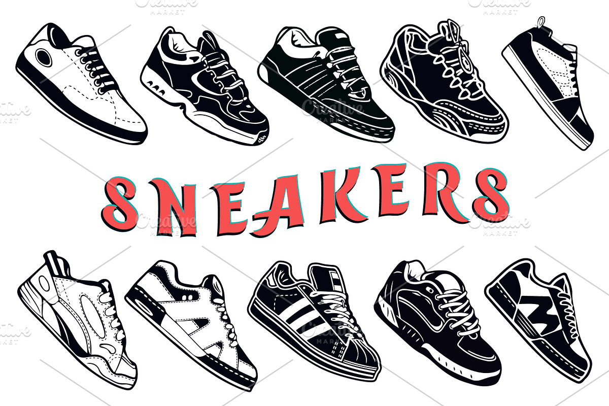 Sport Shoes Set, Sneakers Vector, a Healthcare Illustration by Den Marty Studio (Photo 12 of 12)