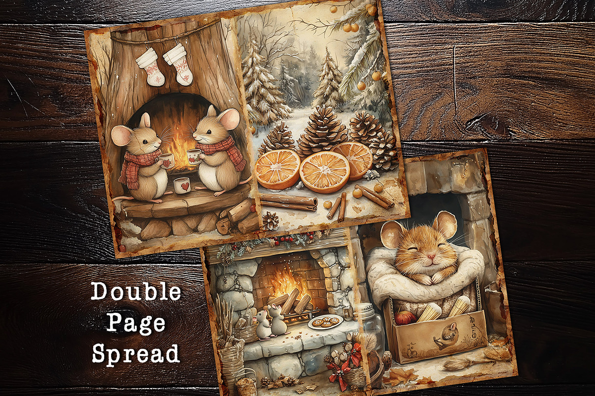 Cozy Christmas Mice Junk Journal, a Stationery Template by V Design Creator (Photo 4 of 8)