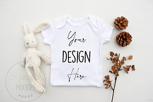 White Baby Bodysuit Mockup JPG