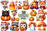 Kawaii Fall Halloween Clipart Bundle, an Illustration by Pixels.Craft (Thumbnail 1 of 7)