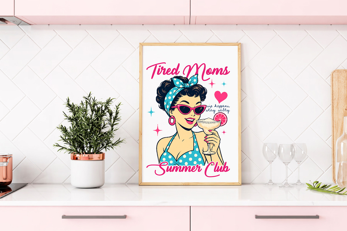 Tired Moms Summer Club, Trendy Funny, a Person Illustration by Libby Wishes (Photo 3 of 5)