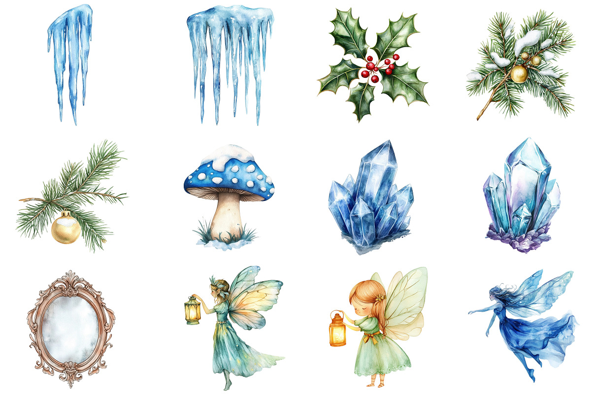 Watercolor Christmas Cute Fairy, an Illustration by CitraGraphics (Photo 3 of 5)
