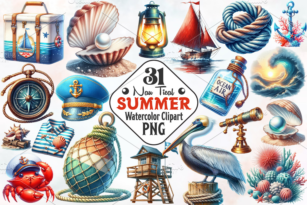 Nautical Summer Clipart, an Illustration by RobertsArt (Photo 1 of 7)