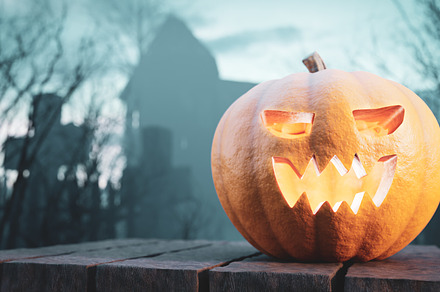 Halloween pumpkin glowing.