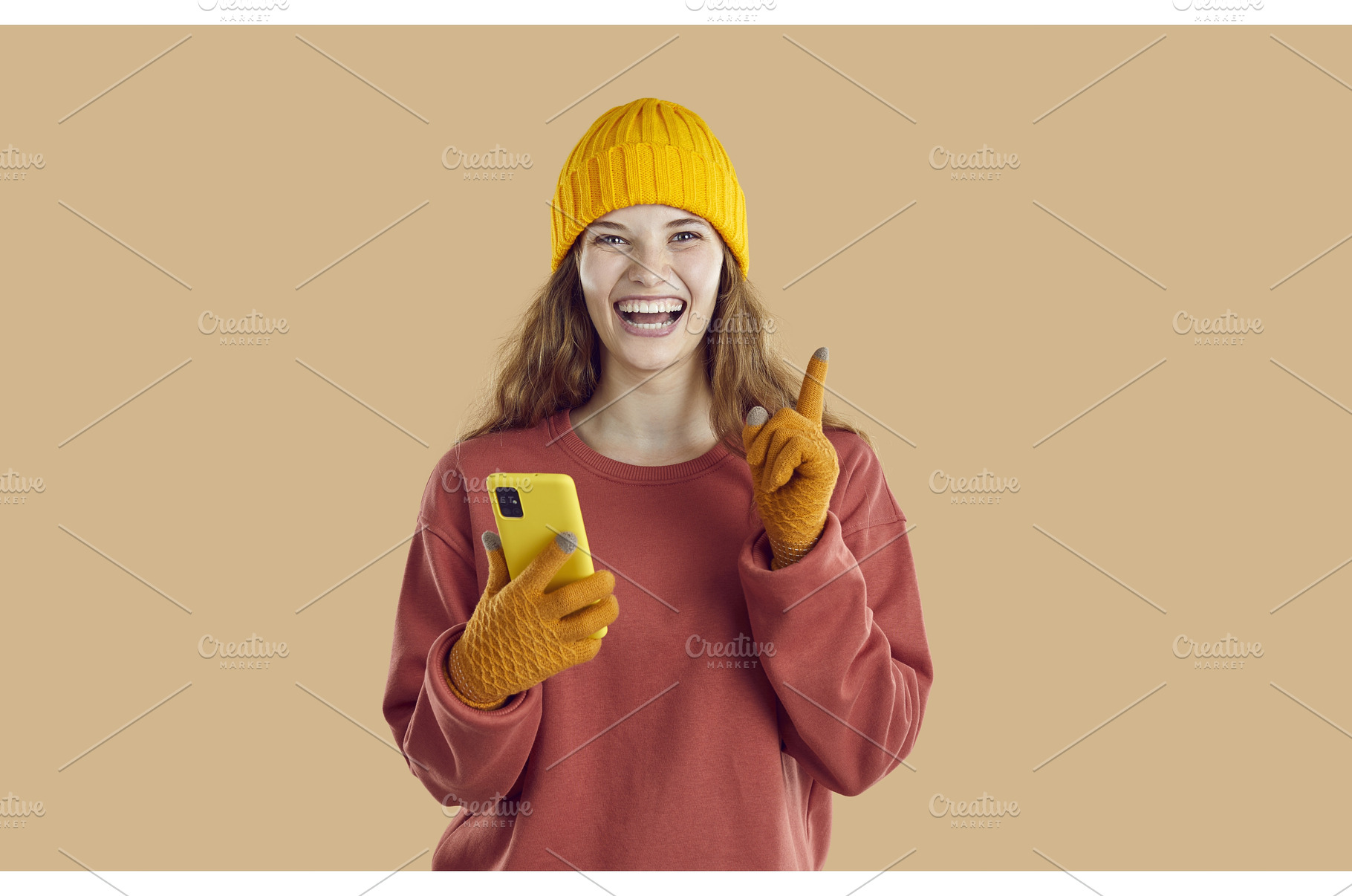 Happy woman with mobile phone, a Person Photo by StudioRomantic