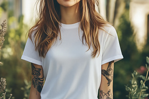 Woman in a white t-shirt mockup with, a Person Photo by MistyDay