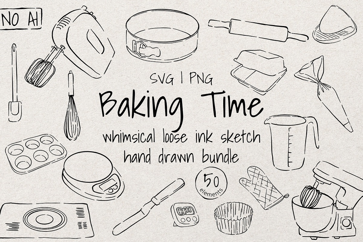 Baking Time| Whimsical Sketch Bundle, a Food Illustration by Artalia (Photo 1 of 6)