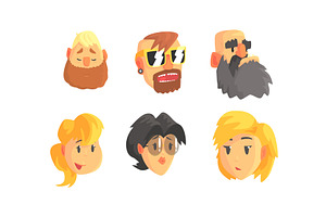 People Avatars Vector Set. Face, a Person Illustration by TopVectors
