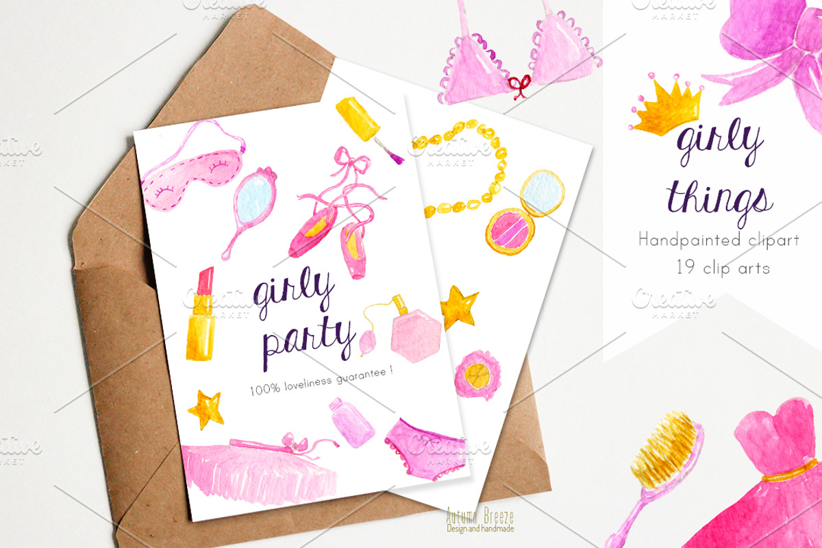 Watercolor girly things, a Decorative Illustration by Autumn Breeze (Photo 3 of 3)