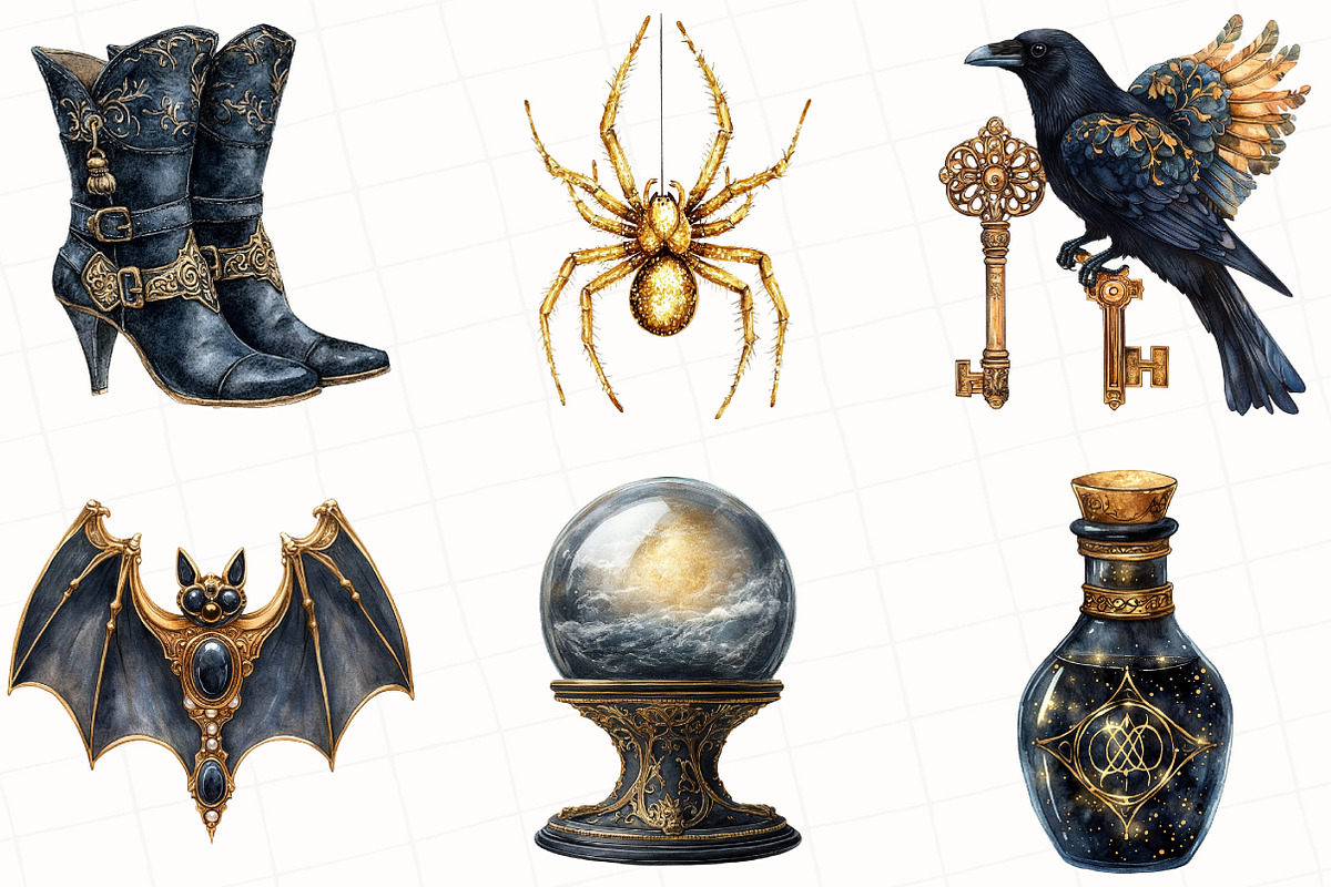 Black And Gold Halloween Clipart, an Illustration by OK Design (Photo 3 of 5)