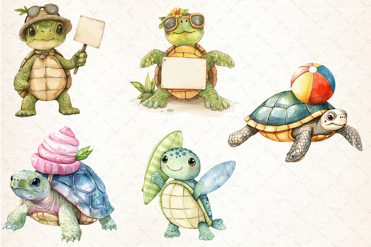 Summer Turtle Sublimation Clipart, an Illustration by Libby Wishes (Photo 4 of 7)