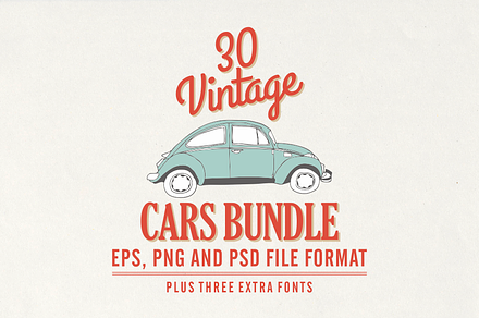 30 Vintage Cars Bundle