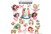 Watercolor Pink Fairy Clipart Bundle, an Illustration by CharmClipart (Thumbnail 5 of 9)