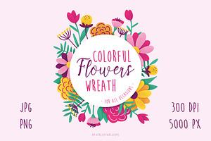 Colorful flower wreath