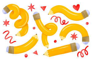 Bent Yellow Pencils Back to School