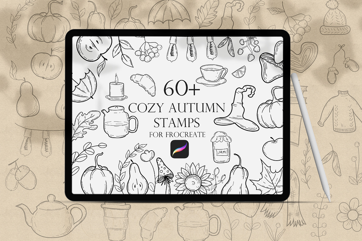Cozy Autumn Procreate Stamps, a Brush Add-On by Dervik Art Store (Photo 1 of 7)