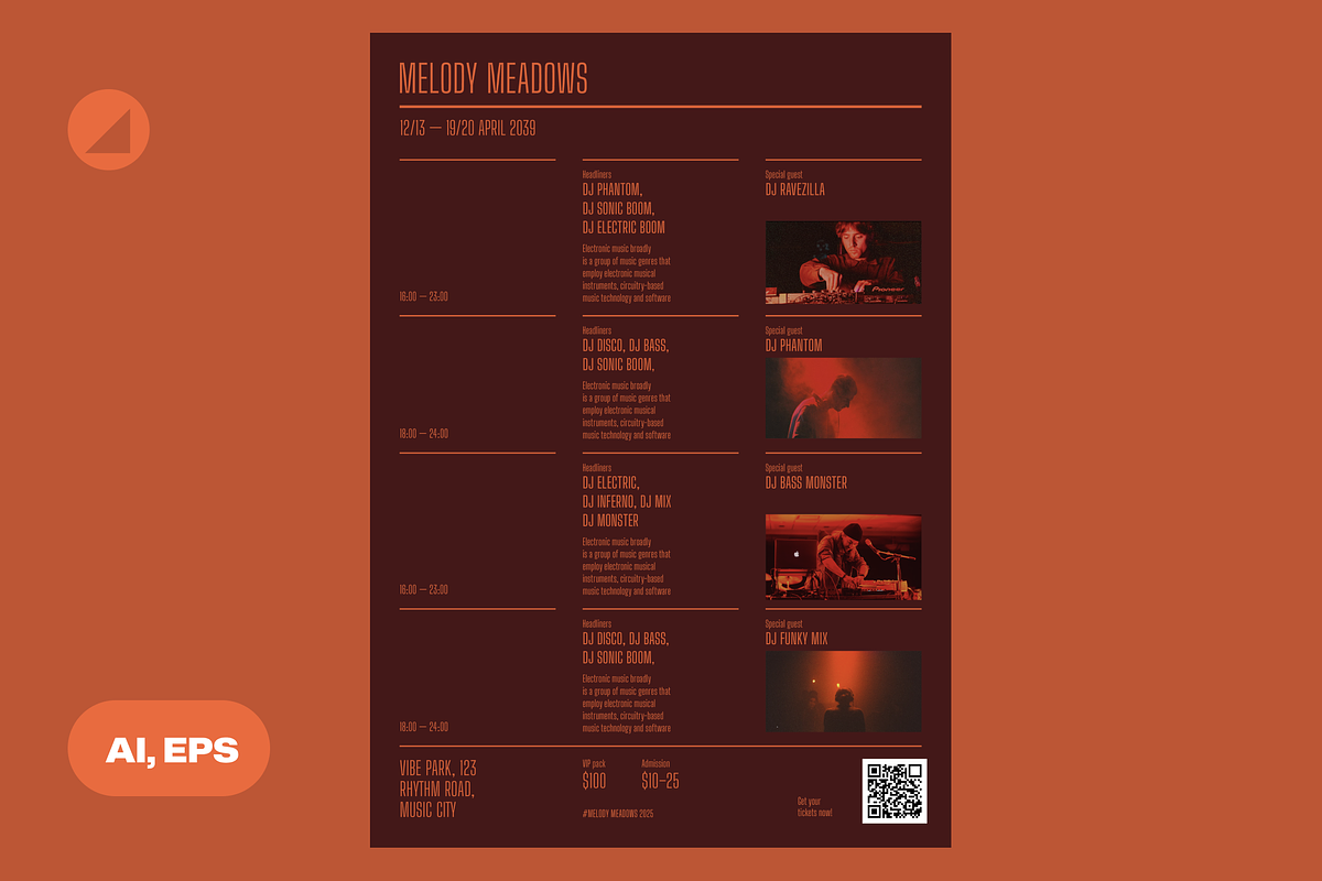 Music Festival Schedule Event Flyer, a Flyer Template by Danil Polshin