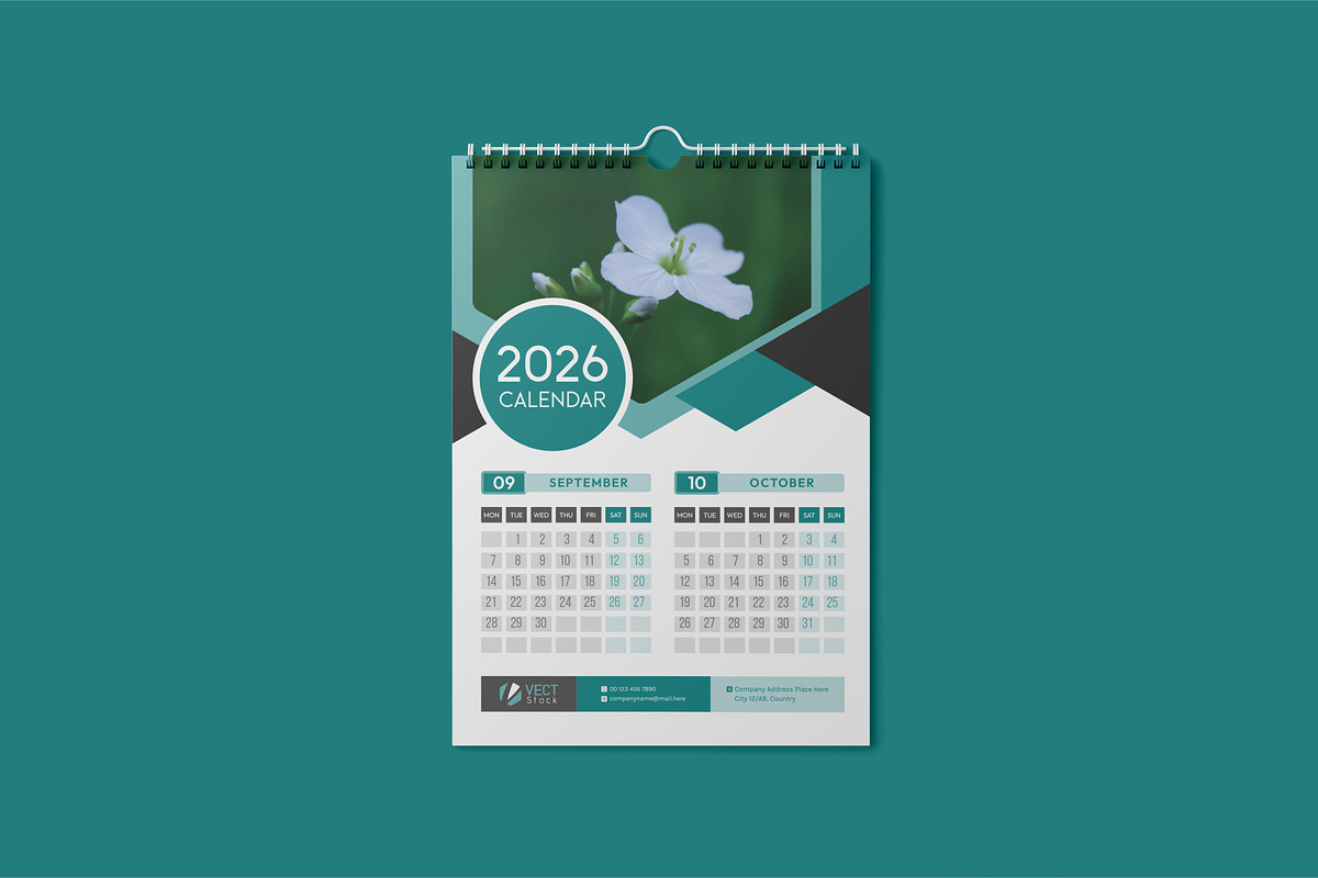 2026 Wall Calendar Template, a Stationery Template by VectStock (Photo 7 of 9)