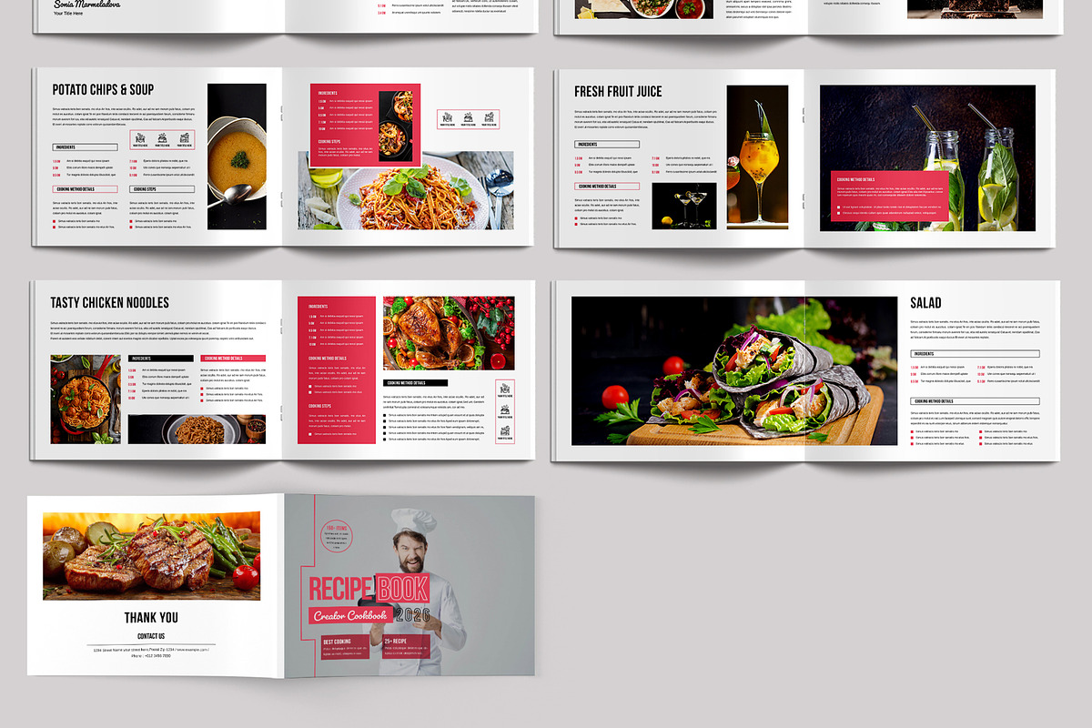 Recipe Book Design Layout Landscape, a Brochure Template by MightyDesign (Photo 3 of 6)