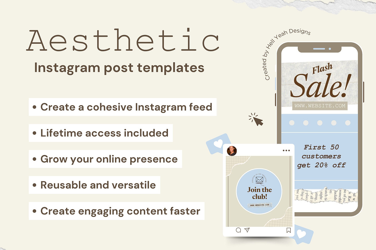 Nostalgia Instagram Post Templates, a Social Media Template by Hell Yeah Designs (Photo 3 of 9)