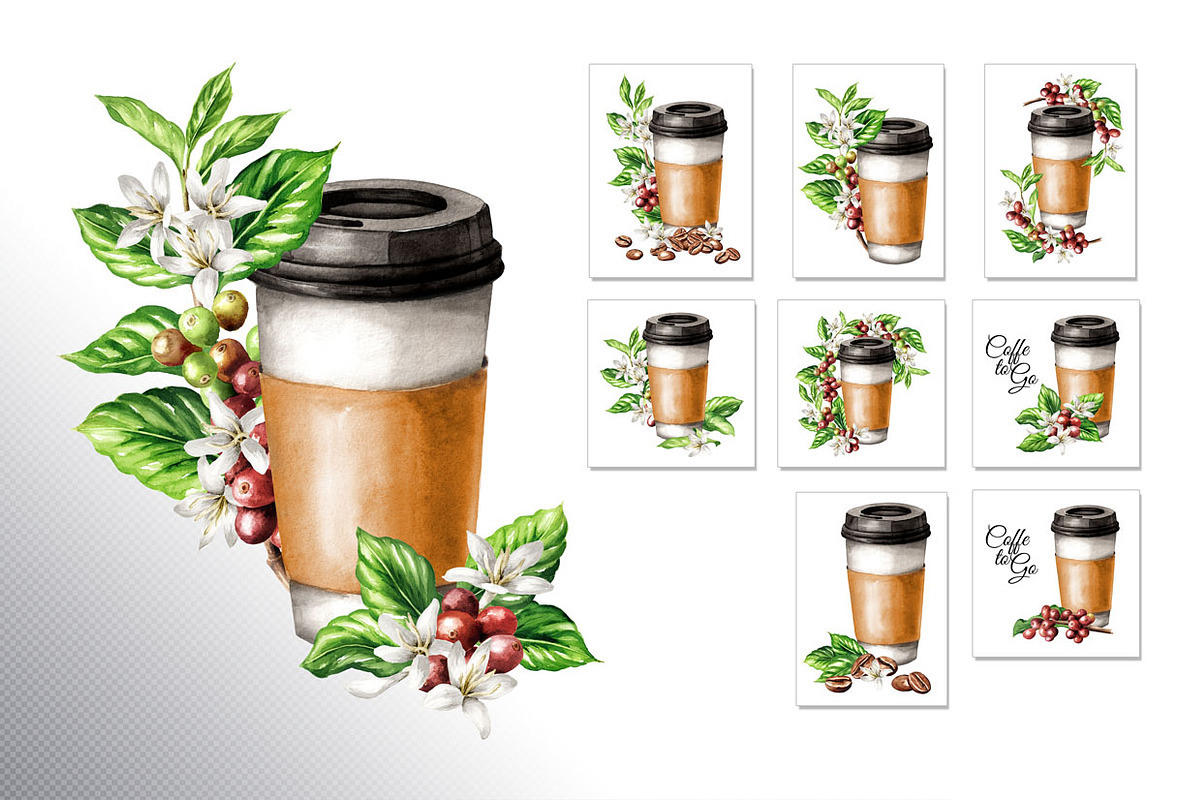 Coffee Time. Watercolor hand drawn, a Food Illustration by Daria Ustiugova (Photo 9 of 18)