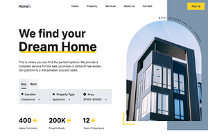 Real Estate Landing Page UI/UX