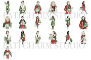 Christmas Woman Clipart Set, a Decorative Illustration by Pati Charm Studio (Thumbnail 2 of 8)