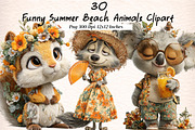 Funny Summer Beach Animals Clipart, an Illustration by Digital Artistic99 (Thumbnail 1 of 11)