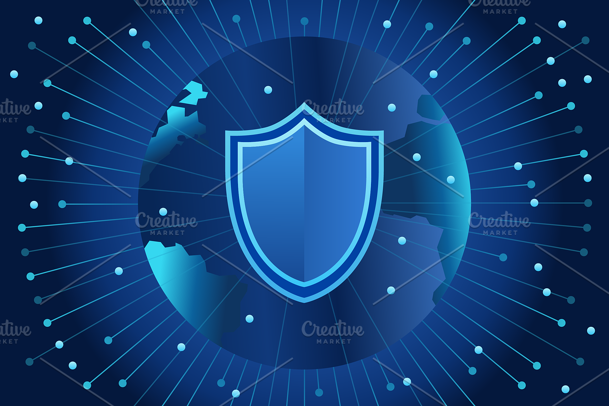 Global Cybersecurity Shield Vector, a Technology Illustration by Design_Planet