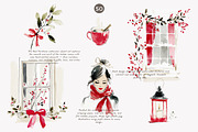 Festive red Christmas watercolor set, a Decorative Illustration by Patishop Art (Thumbnail 2 of 9)