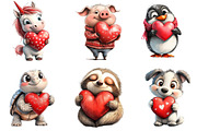 Valentine's Cute Animals Clipart, an Illustration by Dream Creation (Thumbnail 7 of 7)
