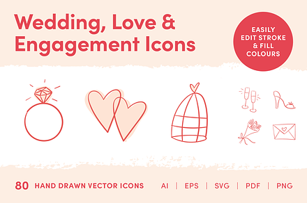 Wedding, Love & Engagement Icons