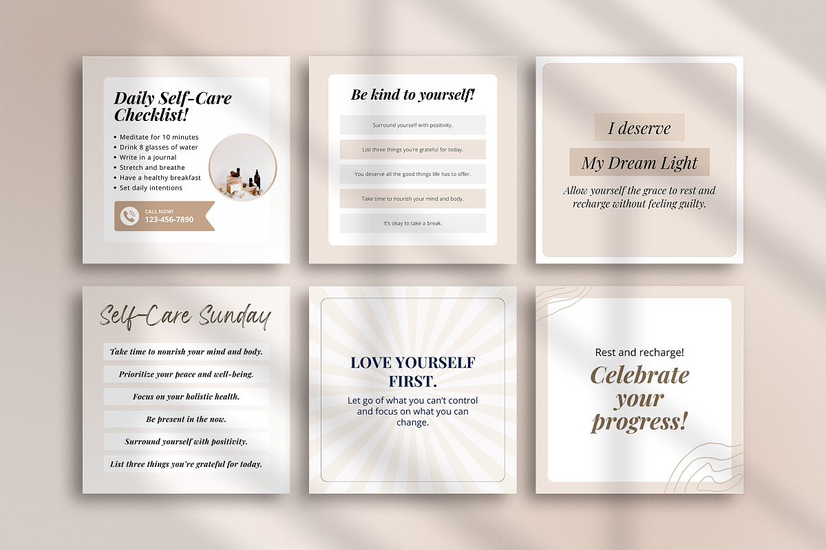 Self Care Instagram Canva Templates