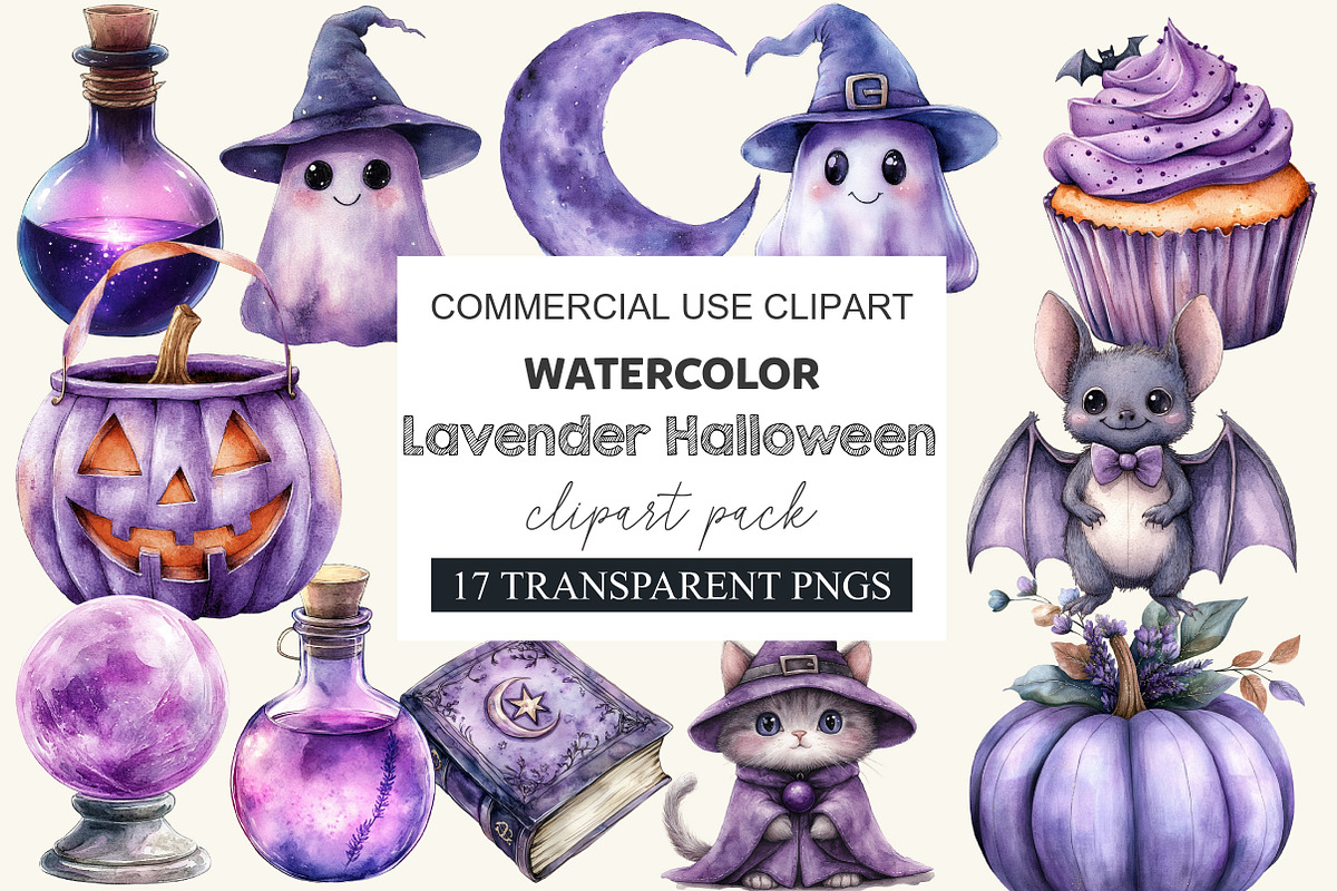 Lavender Halloween Clipart, a Work Illustration by cherrydesign (Photo 1 of 4)
