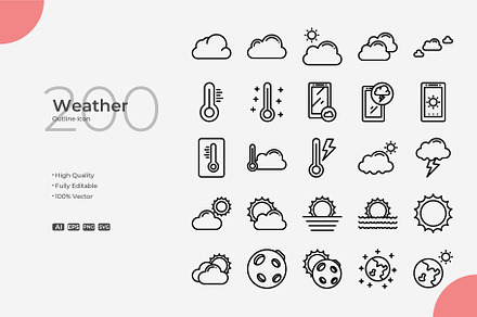 Weather Outline Icons, an Outline Icon by Bloodline
