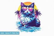 Cute Cat on the Beach Clipart Bundle, an Illustration by crative8112 (Thumbnail 7 of 9)