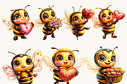 Cute Valentine Bees Clipart Bundle, an Animal Illustration by Design Scotch (Thumbnail 2 of 9)