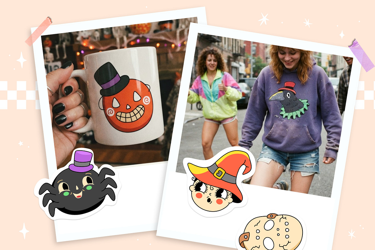 Retro Vintage Halloween Clipart Pack, an Object Graphic by Huxmay (Photo 7 of 8)