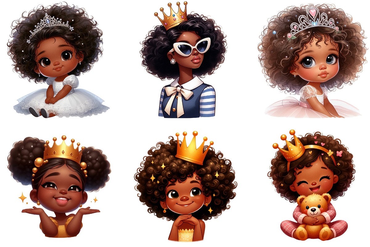 Quirky African American Girl with Cr, an Illustration by DreamArtGraphic (Photo 4 of 4)