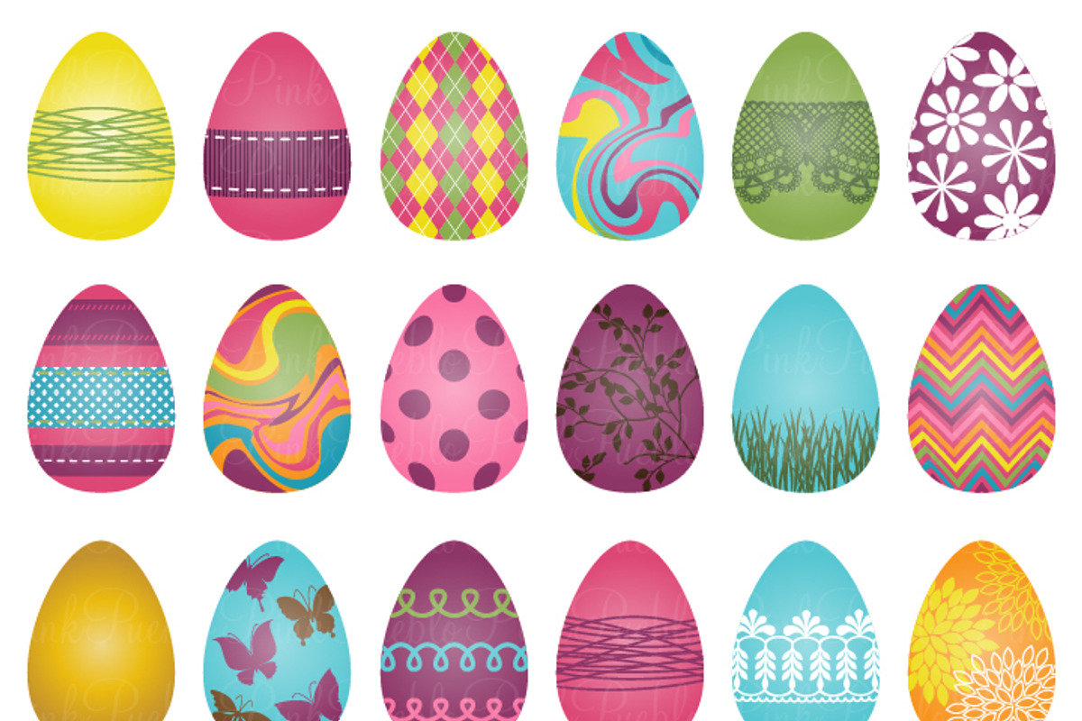 Easter Eggs Clipart and Vectors, an Illustration by PinkPueblo